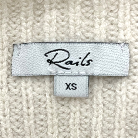 Rails Claudia Cream Navy Stripe Cashmere Wool Mock Neck Sweater Womens XS - Picture 5 of 12
